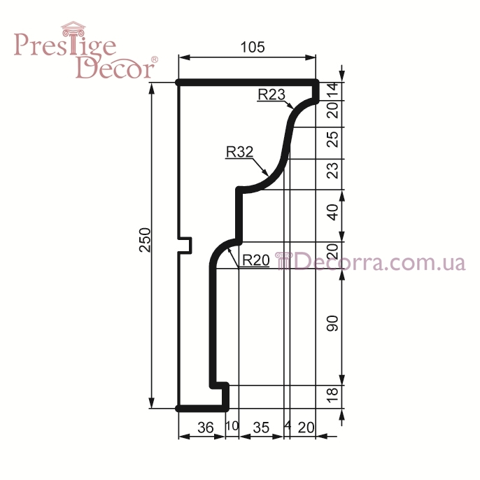 Купить Карниз для фасада Prestige decor КС 128 без покрытия (2,00м).