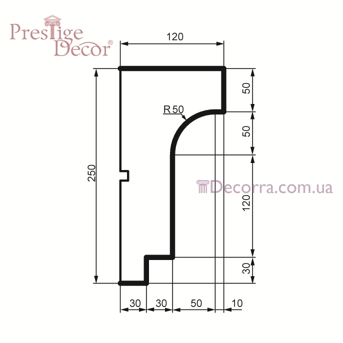 Купить Карниз для фасада Prestige decor KC 129.