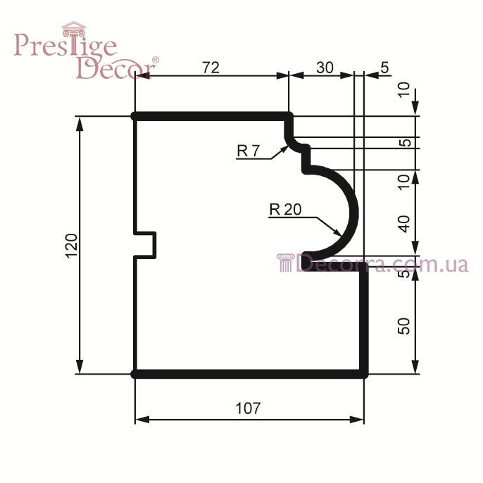 Купить Карниз для фасада Prestige decor KC 136 без покрытия (2,00м).