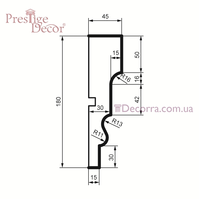 Купить Молдинг для фасада Prestige decor МС 135 без покрытия (2,00м).