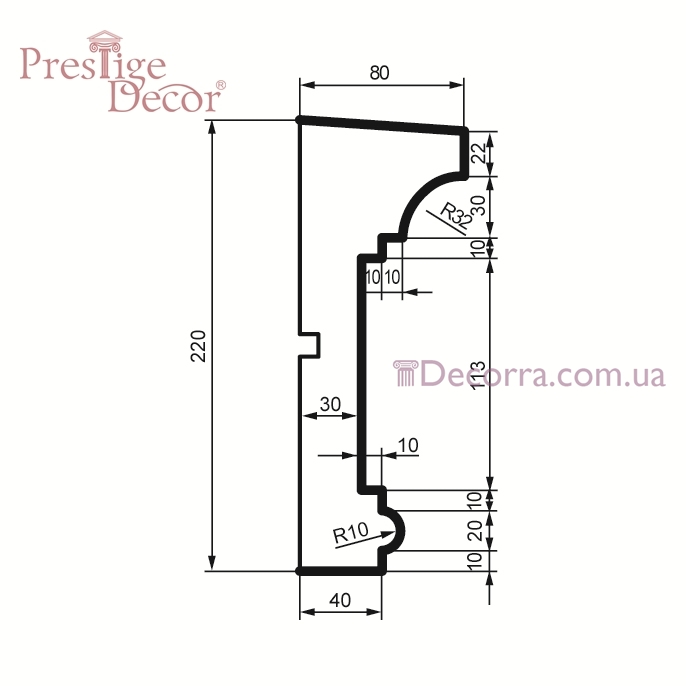 Купить Молдинг для фасада Prestige decor МС 140 без покрытия (2,00м).